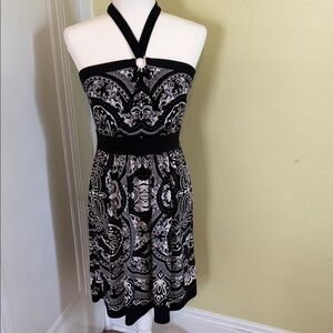 White House Black Market Strapless Black and White Dress